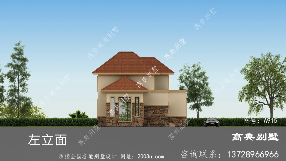 农村二层欧式别墅楼房设计图