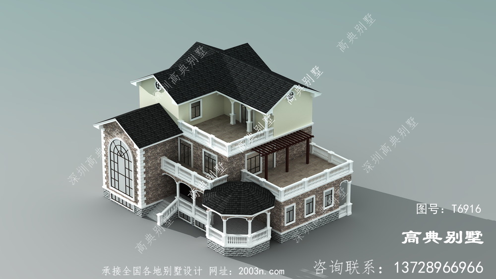 欧式风格三层复式别墅楼房设计图