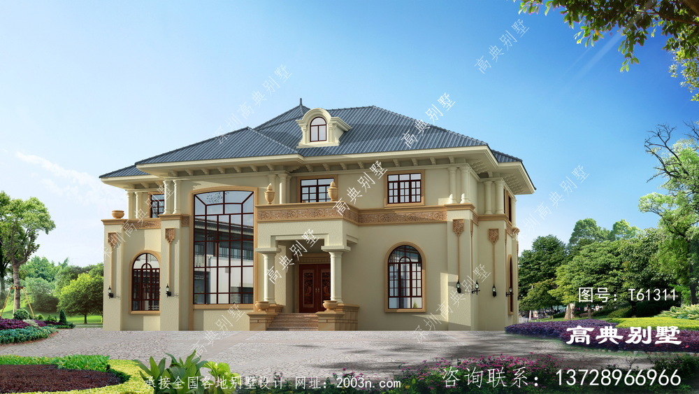 高贵典雅的两层欧式别墅设计图
