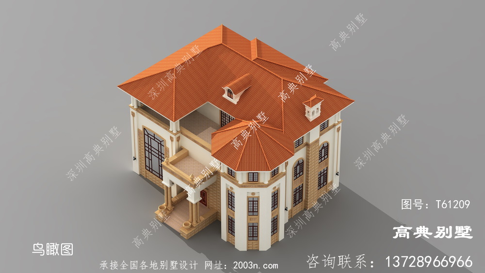 欧式风格三层自建别墅设计效果图