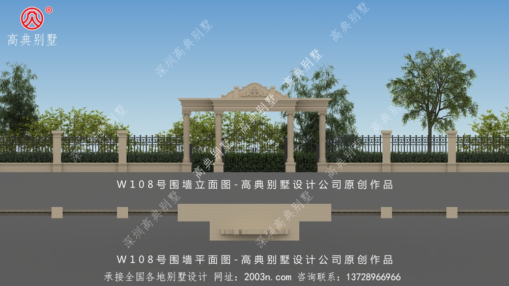  农村大门柱子图片大全大门W108号高典别墅围墙