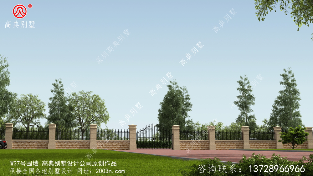 农村自建围墙设计效果图W37号高典别墅围墙