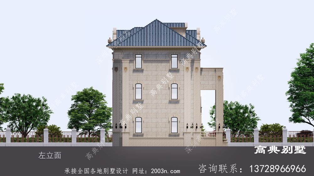 三层豪华欧式乡村别墅设计建造施工全套效果图