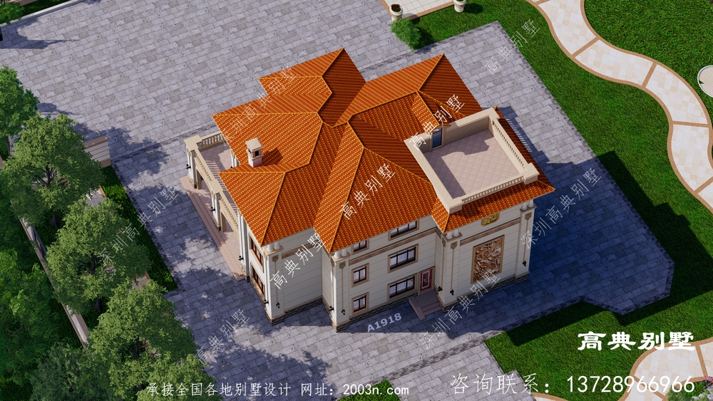 农村自建房大户型三层豪华欧式别墅全套设计图纸