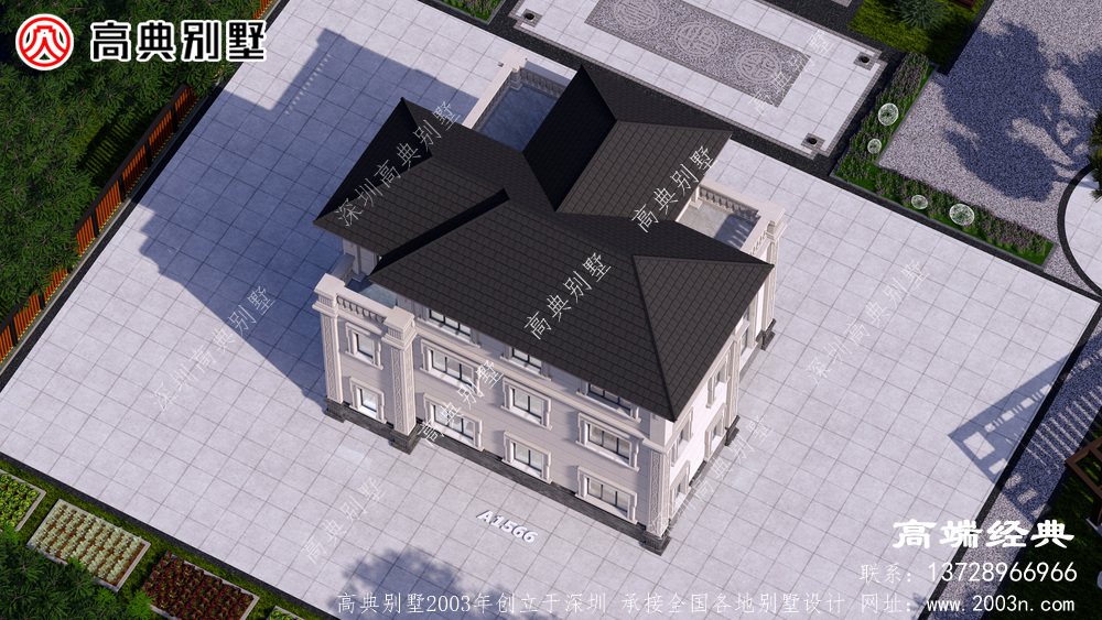 新中式三层乡村自建房效果图及全套施工图纸